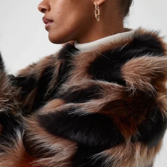 French Connection Dallow Multicolor Faux Fur Jacket - Picture 3 of 10